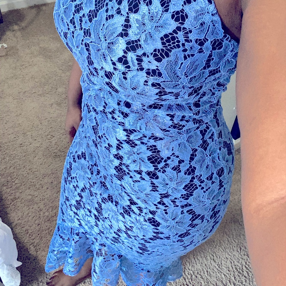 Enfocus Studio High Low Blue Lace Dress